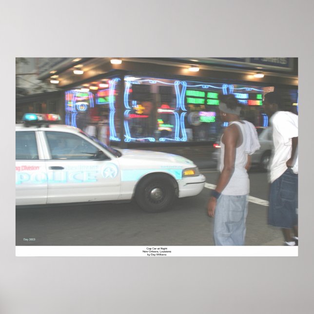 Cop Car at Night, New Orleans, Louisiana Poster (Front)