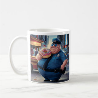 Cop eating doughnut  coffee mug