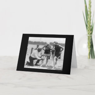 Cop Measuring Swimsuit Length 1922 Card