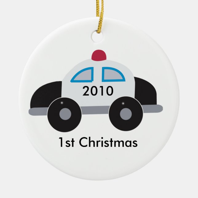 COP POLICE Baby's First Christmas Customisable Ceramic Tree Decoration (Front)