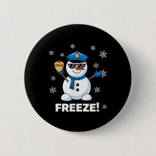 Cop Snowman Freeze Christmas Party Xmas 6 Cm Round Badge