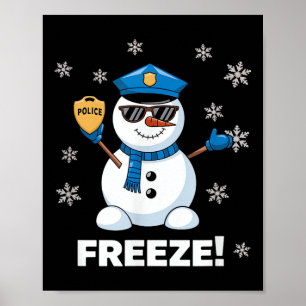 Cop Snowman Freeze Christmas Party Xmas  Poster