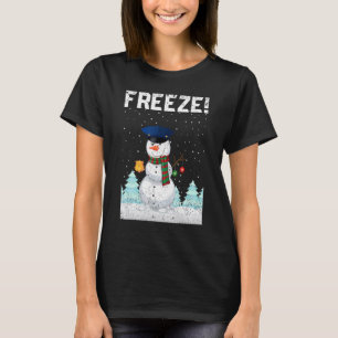 Cop Snowman Police Navidad Policeman Xmas Officer  T-Shirt