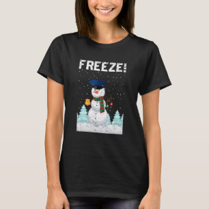 Cop Snowman Police Navidad Policeman Xmas Officer  T-Shirt