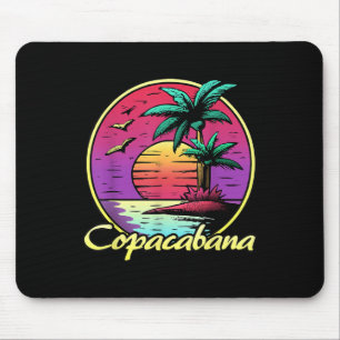 Copacabana. 80s Palm Sunset. Tropical Beach Summer Mouse Mat