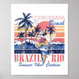 Copacabana Beach Greetings Brazil Rio Summer Vibes Poster