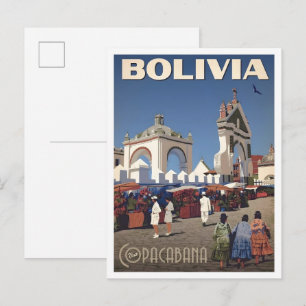 Copacabana Bolivia Vintage Travel Postcard