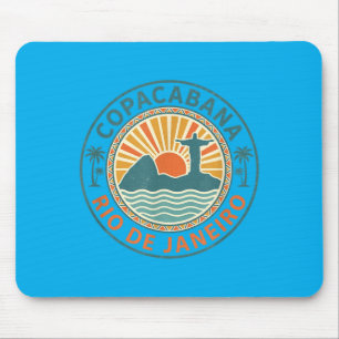 Copacabana Rio de Janeiro Brazil Retro Beach Mouse Mat