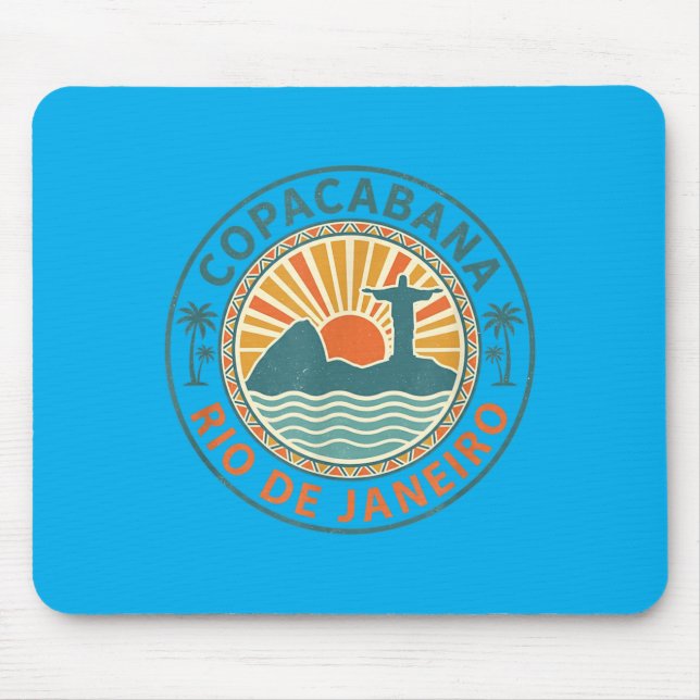 Copacabana Rio de Janeiro Brazil Retro Beach Mouse Mat (Front)