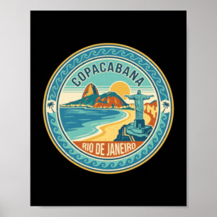 Copacabana Rio de Janeiro Brazil Retro Beach Poster