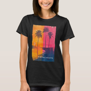 Copacabana Rio de Janeiro Brazil Retro Beach Sunse T-Shirt
