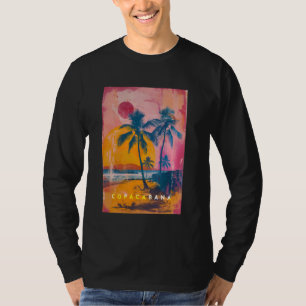 Copacabana Rio de Janeiro Brazil Retro Beach Sunse T-Shirt