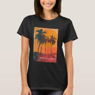 Copacabana Rio de Janeiro Brazil Retro Beach Sunse T-Shirt