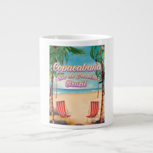 Copacabana, Rio de Janeiro travel beach poster Large Coffee Mug