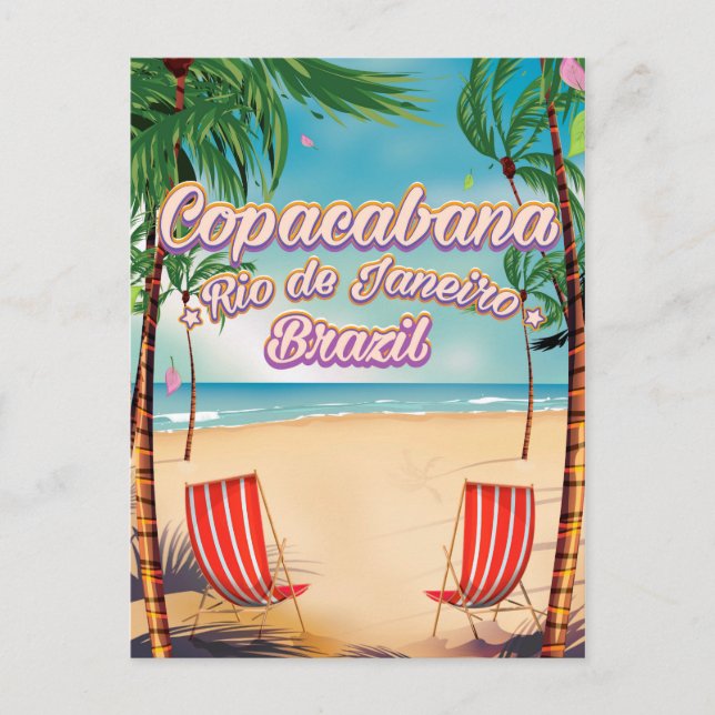 Copacabana, Rio de Janeiro travel beach poster Postcard (Front)