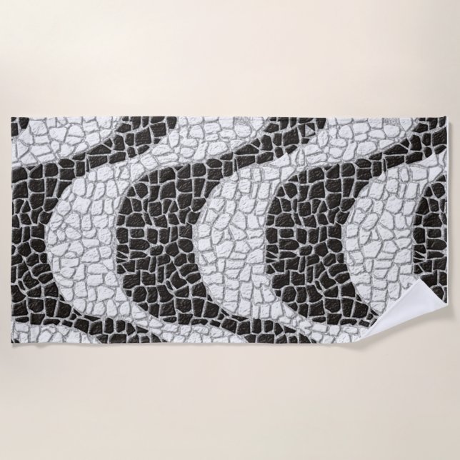 Copacabana Sidewalk Brazilian pattern Beach Towel (Front)