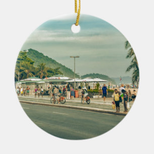 Copacabana Sidewalk Rio de Janeiro Brazil Ceramic Tree Decoration