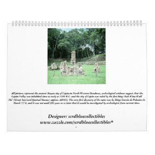Copan Ancient Mayan Ruins Honduras Photo Designed Calendar