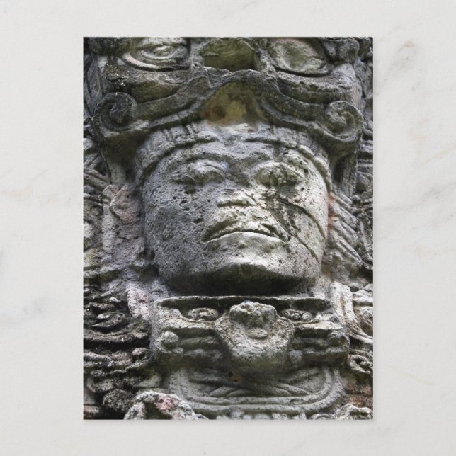copán stone face postcard (Front)