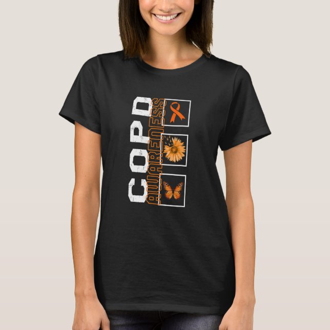 COPD Awareness COPD Orange Ribbon Sunflower Butter T-Shirt (Front)