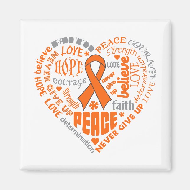COPD Awareness Heart Words (orange) Magnet (Front)