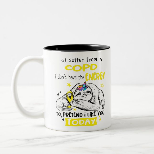 COPD Awareness Month Ribbon Gifts Two-Tone Coffee Mug (Left)
