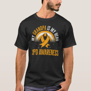 COPD Awareness My Grandpa Is My Hero Ribbon Rainbo T-Shirt