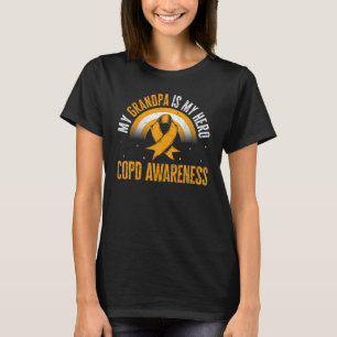 COPD Awareness My Grandpa Is My Hero Ribbon Rainbo T-Shirt