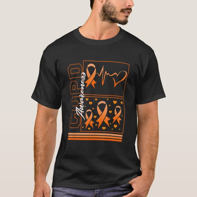 COPD Awareness Orange Heartbeat Ribbon Lung Diseas T-Shirt (Front)