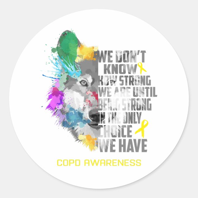 COPD Awareness Ribbon Support Gifts Classic Round Sticker (Front)