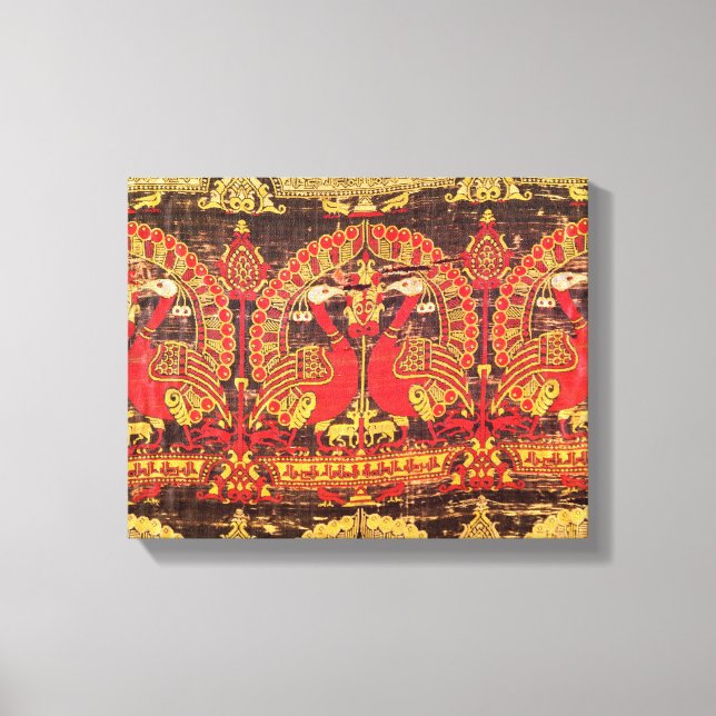 Cope with peacock motif and kufic inscription canvas print (Front)