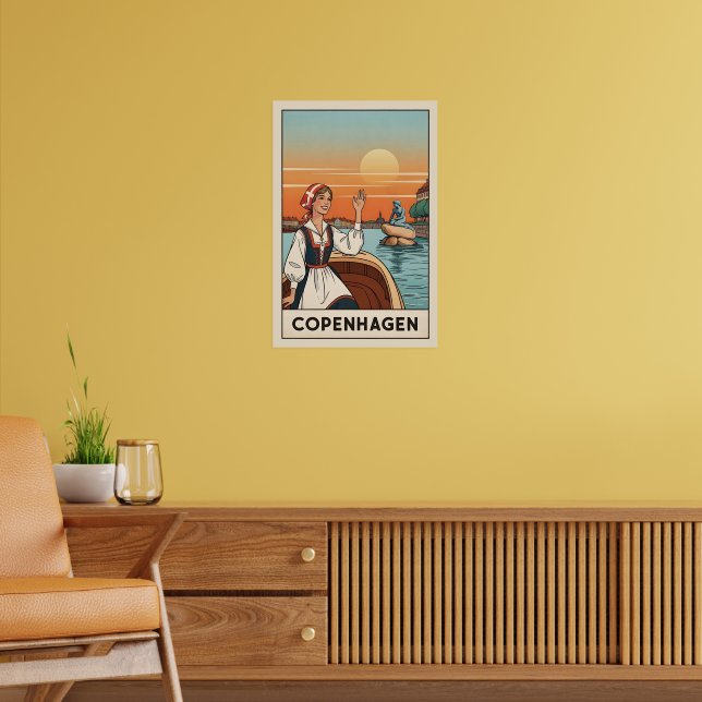 Copenhage vintage travel poster, poster (Living Room 2)