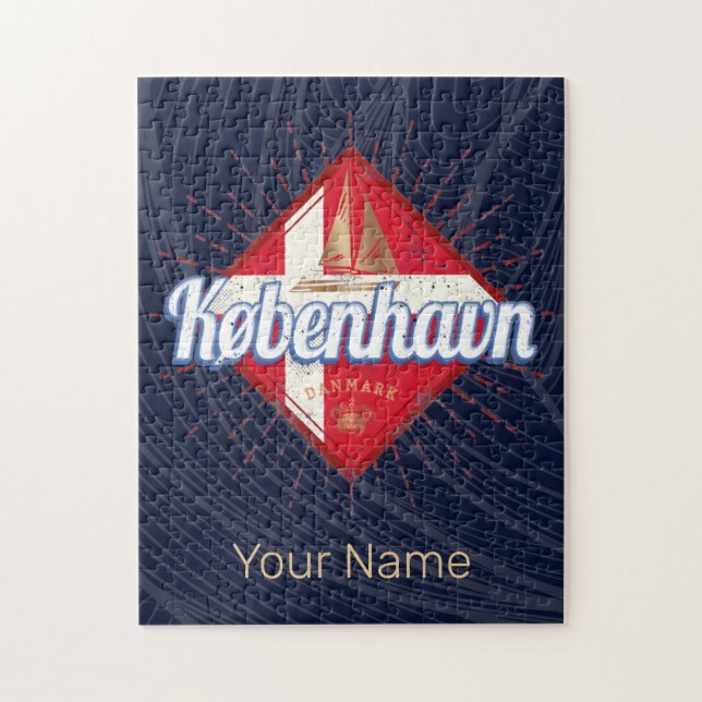 Copenhagen Capital Denmark Retro Sailing Ship Jigsaw Puzzle (Vertical)