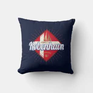 Copenhagen Capital Denmark Retro Sailing Ship Lugg Cushion