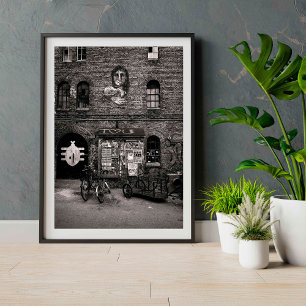 Copenhagen Christiania Neighbour, Black and White Poster