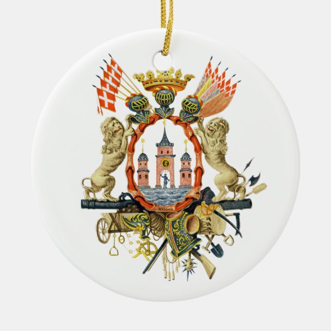 Copenhagen Coat of Arms Ceramic Tree Decoration (Front)