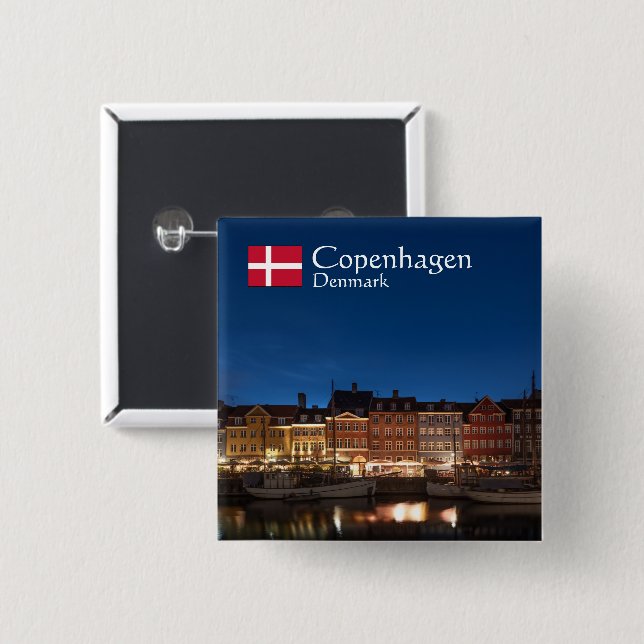 Copenhagen Denmark 15 Cm Square Badge (Front & Back)