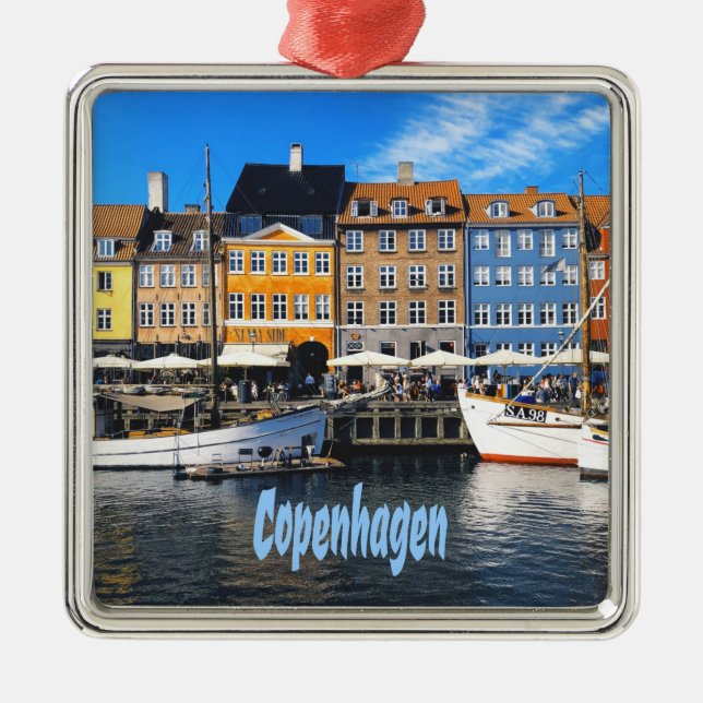 Copenhagen Denmark Capital Canal Homes Nyhavn Metal Tree Decoration (Front)