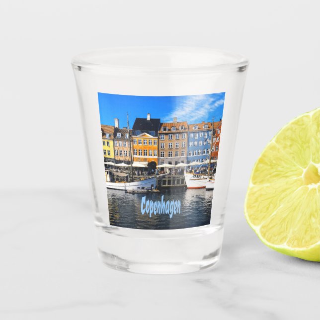 Copenhagen Denmark Capital Canal Homes Nyhavn Shot Glass (Front)