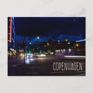 Copenhagen Denmark city at night postcard
