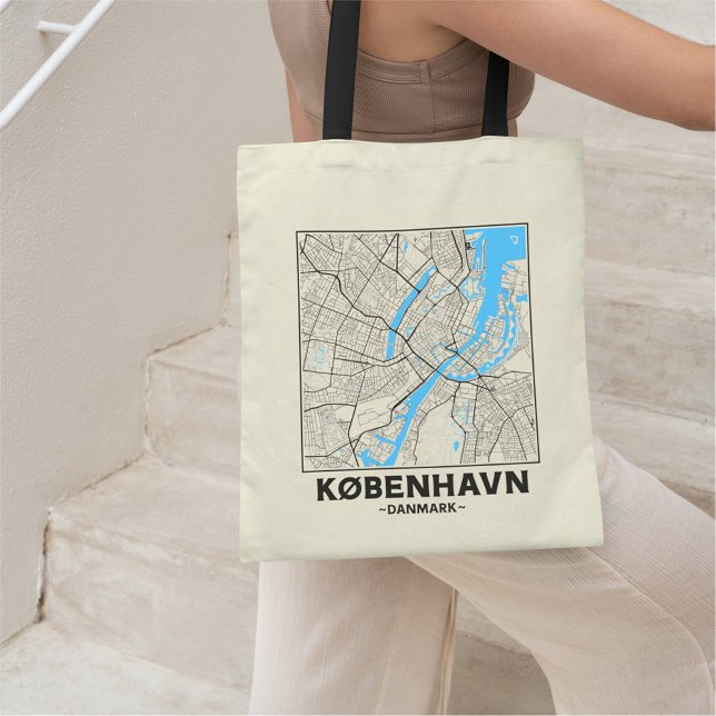 Copenhagen, Denmark, City Map Tote Bag (Creator Uploaded)