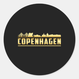 Copenhagen Denmark City Skyline Cityscape Gift Classic Round Sticker