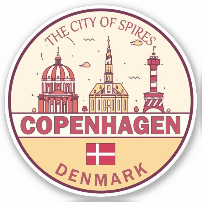 Copenhagen Denmark City Skyline Emblem (Front)