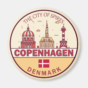 Copenhagen Denmark City Skyline Emblem Magnet
