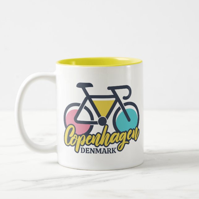 Copenhagen Denmark Cycling Two-Tone Coffee Mug (Left)