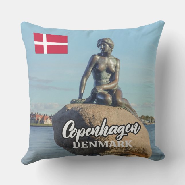 Copenhagen Denmark Mermaid Cushion (Back)