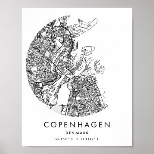 Copenhagen Denmark Minimal Modern Circle Street Poster