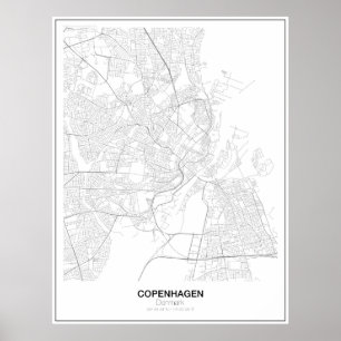 Copenhagen, Denmark Minimalist Map Poster(Style 2) Poster