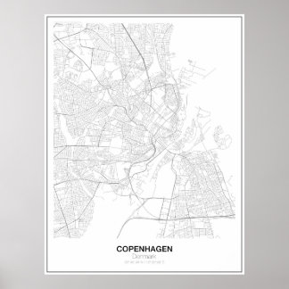 Copenhagen, Denmark Minimalist Map Poster(Style 2) Poster