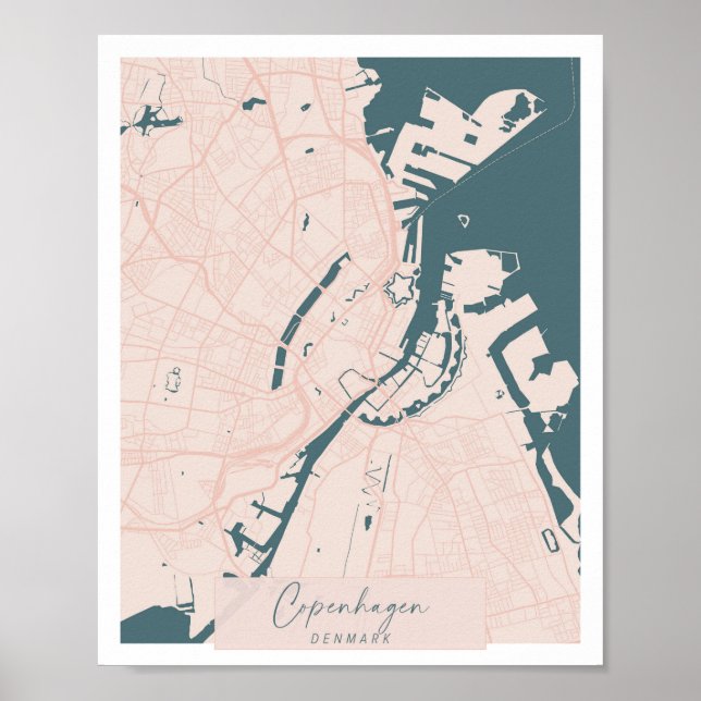 Copenhagen Denmark Pink and Blue Cute Script  Poster (Front)